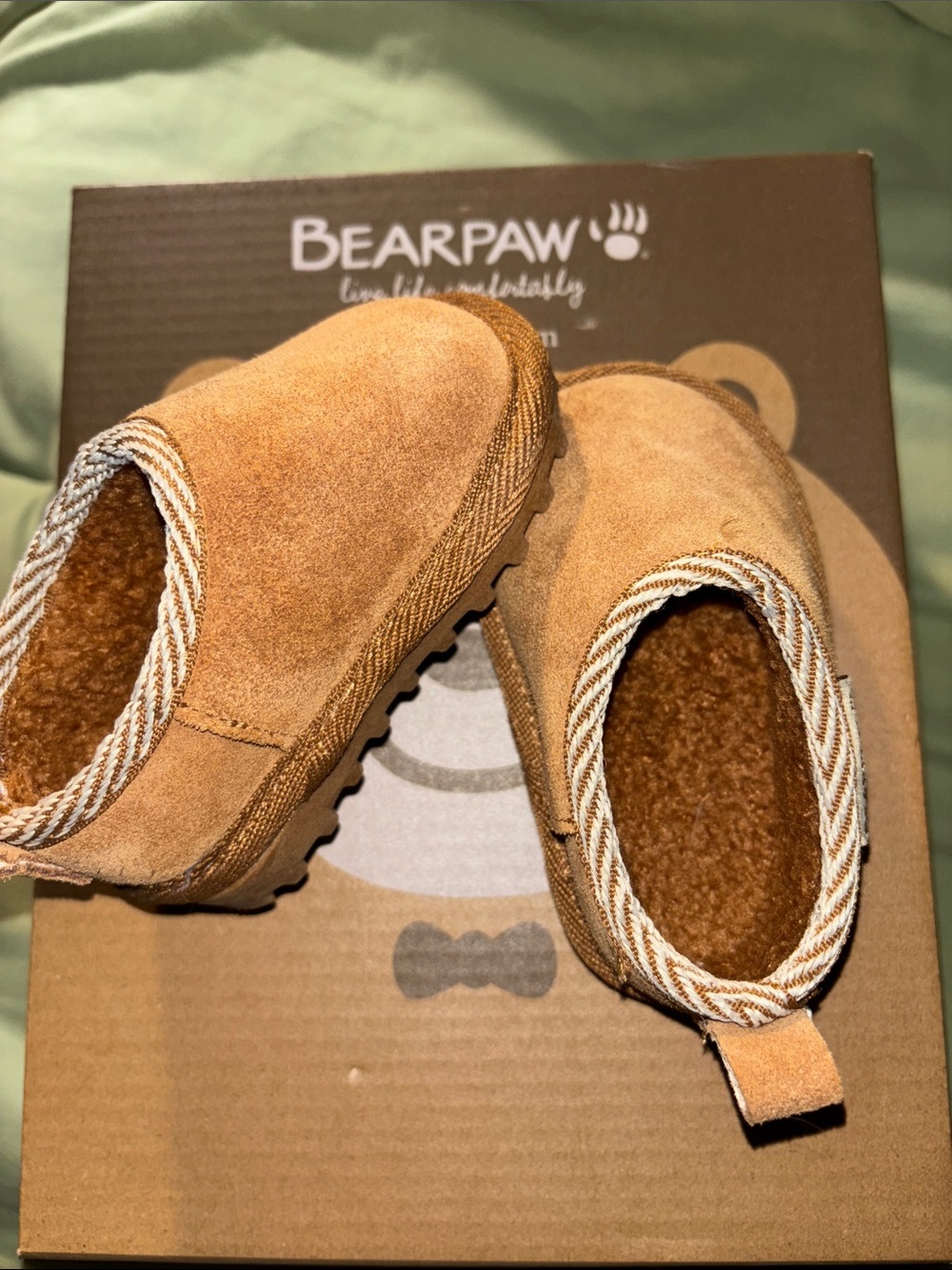 BearPaw Kids Chestnut Suede Slip-On Boots with Braided Trim